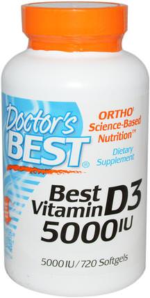 Best Vitamin D3, 5000 IU, 720 Softgels by Doctors Best, 健康，骨骼，骨質疏鬆症，維生素D3 HK 香港