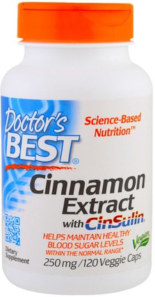 Cinnamon Extract with CinSulin, 250 mg, 120 Veggie Caps by Doctors Best, 補品，草藥 HK 香港