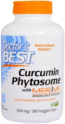 Curcumin Phytosome, With Meriva, 500 mg, 180 Veggie Caps by Doctors Best, 補充劑，抗氧化劑，薑黃素 HK 香港