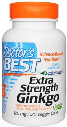 Extra Strength Ginkgo, 120 mg, 120 Veggie Caps by Doctors Best, 草藥，銀杏葉 HK 香港