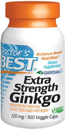 Extra Strength Ginkgo, 120 mg, 360 Veggie Caps by Doctors Best, 草藥，銀杏葉 HK 香港