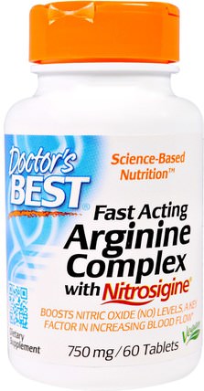 Fast Acting Arginine Complex with Nitrosigine, 750 mg, 60 Tablets by Doctors Best, 補充劑，礦物質，鉀 HK 香港