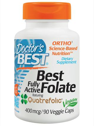 Fully Active Folate 400 with Quatrefolic, 400 mcg, 90 Veggie Caps by Doctors Best, 維生素，葉酸，5-mthf葉酸（5甲基四氫葉酸） HK 香港