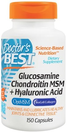 Glucosamine Chondroitin MSM + Hyaluronic Acid, 150 Capsules by Doctors Best, 健康，骨骼，骨質疏鬆症，美容，抗衰老，透明質酸 HK 香港