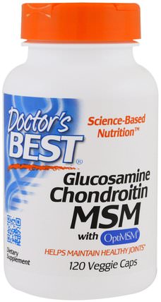 Glucosamine Chondroitin MSM with OptiMSM, 120 Veggie Caps by Doctors Best, 補充劑，氨基葡萄糖 HK 香港