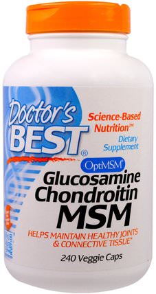 Glucosamine Chondroitin MSM with OptiMSM, 240 Veggie Caps by Doctors Best, 補充劑，氨基葡萄糖軟骨素 HK 香港