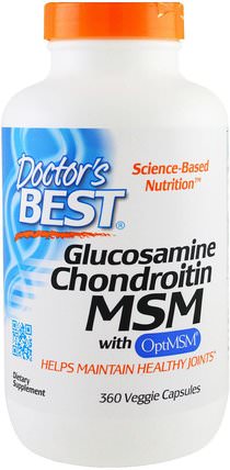 Glucosamine Chondroitin MSM with OptiMSM, 360 Veggie Caps by Doctors Best, 補充劑，氨基葡萄糖 HK 香港