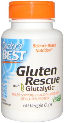 Gluten Rescue, with Glutalytic, 60 Veggie Caps by Doctors Best, 補充劑，酶，消化酶 HK 香港