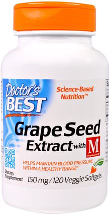 Grape Seed Extract with MegaNatural-BP, 150 mg, 120 Veggie Caps by Doctors Best, 補充劑，抗氧化劑，葡萄籽提取物 HK 香港