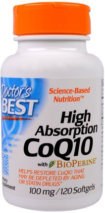 High Absorption CoQ10 with BioPerine, 100 mg, 120 Softgels by Doctors Best, 補充劑，輔酶q10，coq10 HK 香港