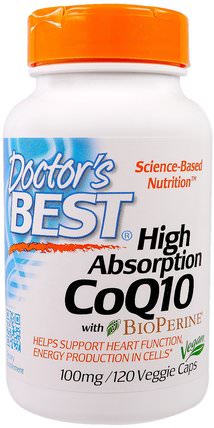 High Absorption CoQ10 with BioPerine, 100 mg, 120 Veggie Caps by Doctors Best, 補充劑，輔酶q10，coq10 HK 香港