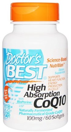 High Absorption CoQ10 with BioPerine, 100 mg, 60 Softgels by Doctors Best, 補充劑，輔酶q10，coq10 HK 香港
