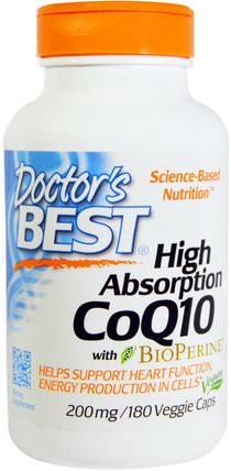 High Absorption CoQ10 with BioPerine, 200 mg, 180 Veggie Caps by Doctors Best, 補充劑，輔酶q10，coq10 200毫克 HK 香港