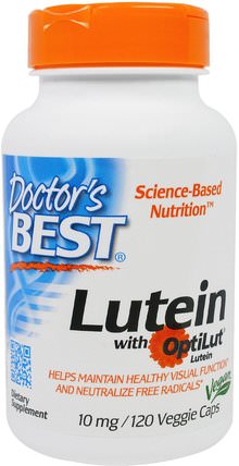 Lutein with OptiLut, 10 mg, 120 Veggie Caps by Doctors Best, 補充劑，抗氧化劑，葉黃素 HK 香港
