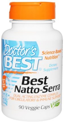 Natto-Serra, 90 Veggie Caps by Doctors Best, 補充劑，納豆激酶，酶 HK 香港