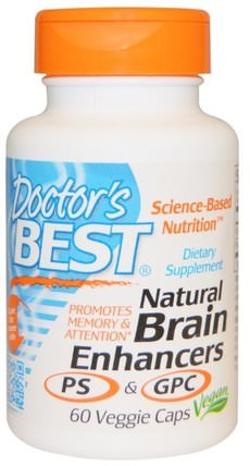 Natural Brain Enhancers PS & GPC, 60 Veggie Caps by Doctors Best, 補充劑，磷脂酰絲氨酸，αgpc（甘油磷酸膽鹼） HK 香港