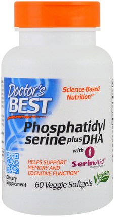 Phosphatidylserine Plus DHA, 60 Veggie Softgels by Doctors Best, 補充劑，氨基酸，磷脂酰絲氨酸 HK 香港