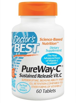 PureWay-C, Sustained Release Vit. C, 60 Tablets by Doctors Best, 維生素，維生素c，維生素c釋放時間 HK 香港