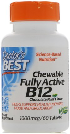 Quick Melt Fully Active B12, 1000 mcg, 60 Tablets by Doctors Best, 維生素，維生素b，維生素b12，維生素b12 - 甲基鈷胺素 HK 香港