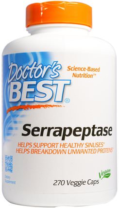 Best Serrapeptase, 40.000 SPU, 270 Veggie Caps by Doctors Best, 補充劑，酶，沙雷胃蛋白酶 HK 香港