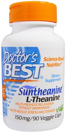 Suntheanine L-Theanine, 150 mg, 90 Veggie Caps by Doctors Best, 補充劑，茶氨酸，健康，抗壓力 HK 香港
