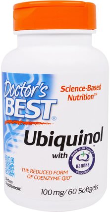 Ubiquinol, Featuring Kaneka QH, 100 mg, 60 Softgels by Doctors Best, 補充劑，抗氧化劑，泛醇qh，泛醇coq10 HK 香港