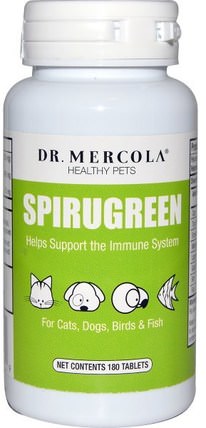 SpiruGreen, For Cats, Dogs, Birds & Fish, 500 mg, 180 Tablets by Dr. Mercola, 健康 HK 香港