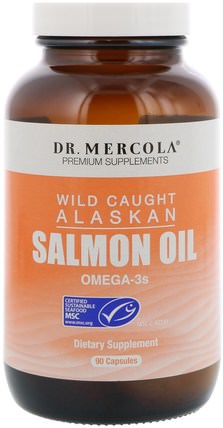 Wild Caught Alaskan Salmon Oil, 90 Capsules by Dr. Mercola, 補充劑，efa omega 3 6 9（epa dha），鮭魚油 HK 香港