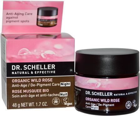Anti-Age / De-Pigment Care, Night, Organic Wild Rose, 1.7 oz (48 g) by Dr. Scheller, 美容，面部護理，皮膚類型抗衰老皮膚類型色素沉著太陽受損皮膚 HK 香港