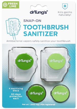Snap-On Toothbrush Sanitizer, Fresh Lime, 1.600 mg by Dr. Tungs, 洗浴，美容，口腔牙科護理，牙刷，口腔衛生用品 HK 香港