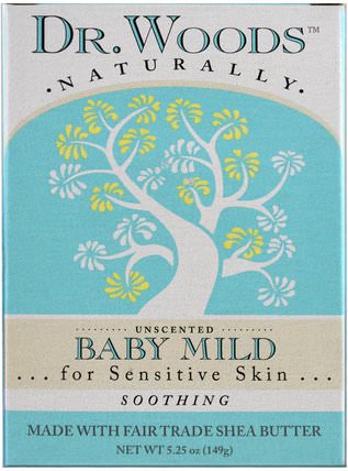 Baby Mild Castile Soap, Unscented, 5.25 oz (149 g) by Dr. Woods, 洗澡，美容，肥皂，兒童健康，兒童洗澡 HK 香港
