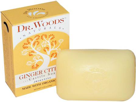Castile Soap, Ginger Citrus, 5.25 oz (149 g) by Dr. Woods, 洗澡，美容，肥皂，卡斯蒂利亞肥皂 HK 香港