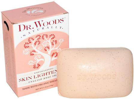 English Rose Soap, Skin Lightening, 5.25 oz (149 g) by Dr. Woods, 洗澡，美容，肥皂，乳木果油 HK 香港