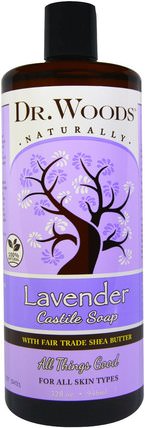 Lavender, Castile Soap, Fair Trade, Shea Butter, 32 fl oz (946 ml) by Dr. Woods, 洗澡，美容，肥皂，沐浴露 HK 香港
