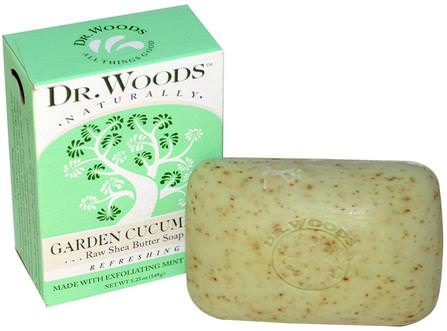 Raw Shea Butter Soap, Garden Cucumber, 5.25 oz (149 g) by Dr. Woods, 洗澡，美容，肥皂，乳木果油 HK 香港