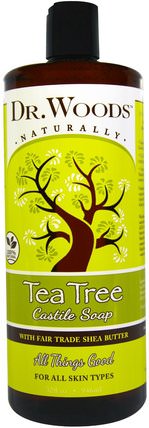 Tea Tree Castile Soap with Fair Trade Shea Butter, 32 fl oz (946 ml) by Dr. Woods, 洗澡，美容，肥皂 HK 香港