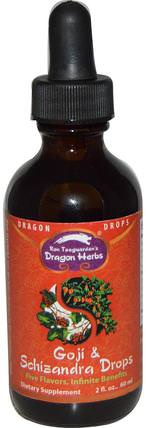 Dragon Drops, Goji & Schizandra Drops, 2 fl oz (60 ml) by Dragon Herbs, 補充劑，adaptogen，五味子（五味子） HK 香港