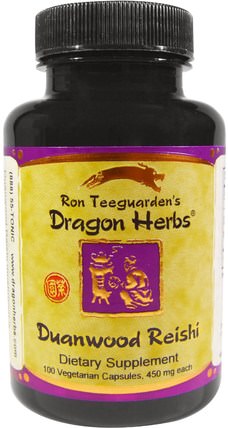 Duanwood Reishi, 450 mg, 100 Veggie Caps by Dragon Herbs, 補充劑，藥用蘑菇，蘑菇膠囊，adaptogen HK 香港