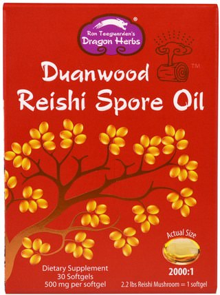 Duanwood Reishi Spore Oil, 500 mg, 30 Softgels by Dragon Herbs, 補充劑，藥用蘑菇，蘑菇膠囊，adaptogen HK 香港