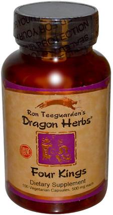 Four Kings, 500 mg Each, 100 Veggie Caps by Dragon Herbs, 補充劑，藥用蘑菇，蘑菇膠囊，蘑菇混合組合 HK 香港