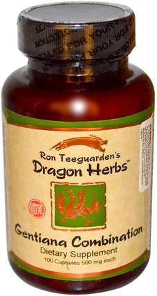 Gentiana Combination, 500 mg Each, 100 Capsules by Dragon Herbs, 健康，肝臟支持 HK 香港