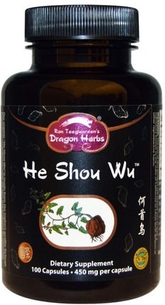 He Shou Wu, 450 mg, 100 Capsules by Dragon Herbs, 洗澡，美容，頭髮，頭皮，佛陀（何壽武） HK 香港