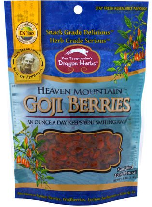 Heaven Mountain Goji Berries, 8 oz (227 g) by Dragon Herbs, 補品，adaptogen，乾果 HK 香港