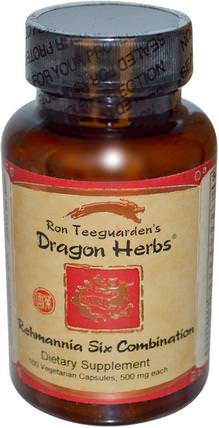 Rehmannia Six Combination, 500 mg, 100 Veggie Caps by Dragon Herbs, 草藥，生地黃​​，健康，腎臟 HK 香港