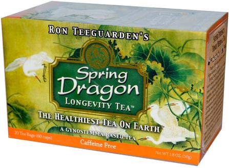 Spring Dragon Longevity Tea, Caffeine Free, 20 Tea Bags, 1.8 oz (50 g) by Dragon Herbs, 食物，涼茶 HK 香港