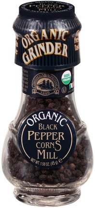 Organic Black Pepper Corns Mill, 1.59 oz (45 g) by Drogheria & Alimentari, 食品，香料和調料，胡椒香料 HK 香港