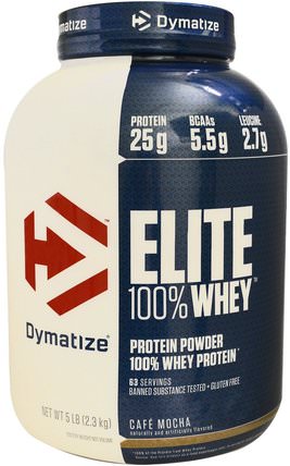 Elite, 100% Whey Protein, Cafe Mocha, 5 lbs (2.27 kg) by Dymatize Nutrition, 運動，肌肉 HK 香港