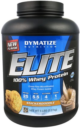 Elite 100% Whey Protein Powder, Snickerdoodle, 5 lbs (2.27 oz) by Dymatize Nutrition, 運動，肌肉 HK 香港