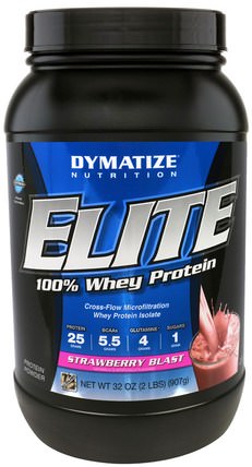 Elite 100% Whey Protein, Strawberry Blast, 32 oz (907 g) by Dymatize Nutrition, 運動，肌肉 HK 香港