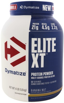 Elite XT, Protein Powder, Banana Nut, 4 lb (1.8 kg) by Dymatize Nutrition, 運動，補品，蛋白質 HK 香港